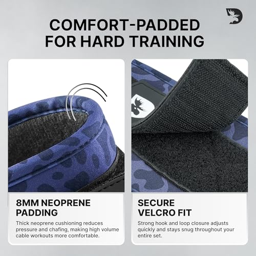 DMoose Ankle Strap for Cable Machine - One Size Fit with Premium Padding, Workout Kickback Ankle Cuffs, Ankle Bands for Working Out, Booty Workouts, Leg Extension, Hip Abductors & Lower Body Exercises - color: Purple Leopard - Single