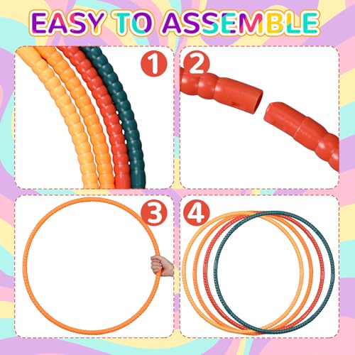 Sratte 8 Pcs Color Hoop Detachable Adjustable Exercise Ring Plastic Hoop for Gymnastics Dog Agility Equipment Party Decor, 4 Colors - color: Natural Color, size: 28 Inch