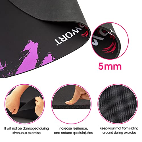 Cheete Jump Rope Mat Large Rubber Exercise Mat Indoor Outdoor Shock Absorbing Mat Non-Slip Oval Design for Floor & Rope Protection, Workout Mats for Home Gym Flooring - color: Purple