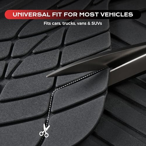 Coverado Car Floor Mats All Weather Waterproof Deep Dish Anti-Slip Car Mats Set, Heavy Duty Rubber Floor Mats for Cars, Universal Trim to Fit Automotive Floor Mats for Cars Trucks SUV, Black&Red - color: Black&Red