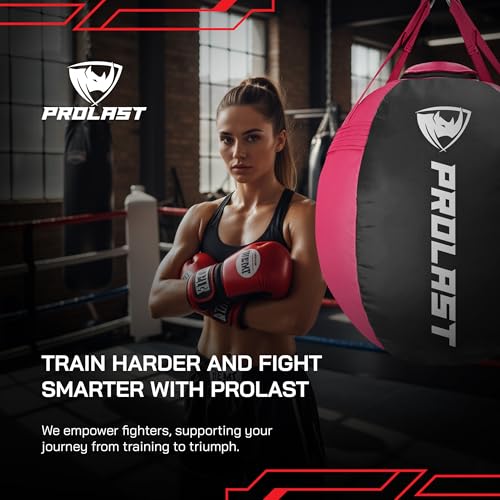 Wrecking Ball Heavy Boxing Punching Bag for Women, Hook and Uppercut, Body Snatcher, MMA, Muay Thai, Strength Training Equipment - color: Black / Pink, size: Filled