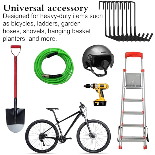 8 PCS Heavy Duty Rafter Hanger Hook, Large S Hooks Rafter Hanger Hooks Black for Garage Storage, Ladder Bike Hangers, Hanging Hose, Plants, Chairs, Non Slip Vinyl Coated Hanging Organizing