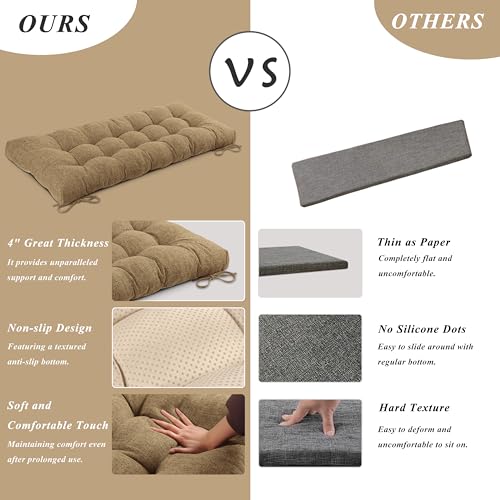 Indoor Bench Cushion for Indoor Furniture 48"x19" Taupe 1 Pc | Thick, Stay in Place, Textured Fabric, for Entryway Window Shoe Storage and Kitchen Bench, Comfort Sitting, Upgrade Decor - color: Taupe