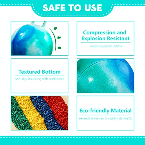 Hopper Ball, Clouds Hopping Toys for Kids, 22 Inch Bouncy Ball with Handle, Inflatable Bouncing Hoppity Hop Toys for Boys and Girls Gifts - color: Blue-green Gradient, size: Age:10+(22''/55cm)