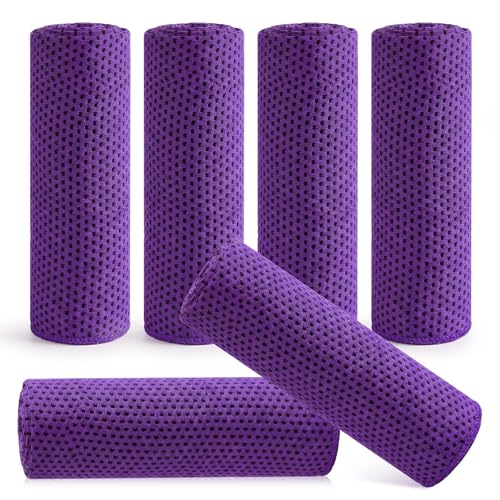 Hosuly 6 Pack Cooling Towels 40"x12" Ice Towel Cooling Neck Wraps Soft Breathable Chilly Stay Cool in Summer for Sports Yoga Golf Gym Activities(Purple) - color: Purple