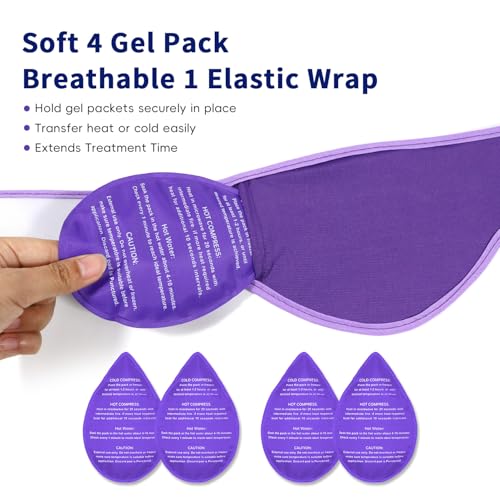 Wisdom Teeth Ice Pack Head Wrap for Pain Relief - Cold Hot Therapy for Face, Jaw & Oral Surgery with 4 Gel Packs, TMJ, Tooth Extraction, Tonsillectomy Recovery-Purple - color: Purple
