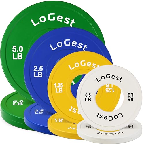 Logest Change Weight Plates 0.50LB 1.25LB 2.5LB 5LB Set Weight Plates for Olympic Bars Perfect for Strength Training Weight Plates Exercise Balance Increase Fractional Plate Olympic Bumper Plates - color: 0.5-1.25-2.5-5 LB (8 Piece Set)
