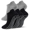 5 Pairs Pilates Socks with Grips for Women Non Slip Grip Yoga Crew Socks for Barre Hospital Barefoot - color: B - 3 Black 2 Gray