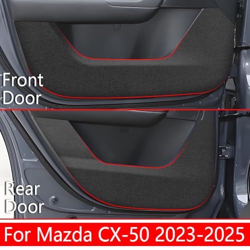 Car Door Anti Kick Pad for Mazda CX-50 CX50 2023 2024 2025 2026，Door Protector Mat ，Anti Dirty Anti Collision Stickers Inner Door Anti Kick Decorative Protection Accessories （Set of 4 Black）