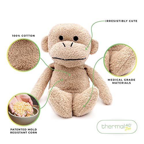 Thermal-Aid® (Jo Jo The Monkey) – Washable Heating Pad & Ice Pack – Plush Hot/Cold Pack with Natural Corn Filling – Reusable Comfort - size: Zoo Monkey