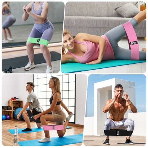 Booty & Resistance Bands – 3 Level Non-Slip Fabric Exercise Bands for Legs & Glutes, Women & Men, Squats, Hip Thigh Training, Yoga, Pilates, Home Workout - color: Green - Purple - Black