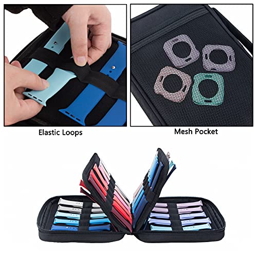 PACMAXI 36 Watch Bands Storage Case - Holds 36 Bands, Fits Most Sizes, Organizer for Watch Straps & Accessories - color: black