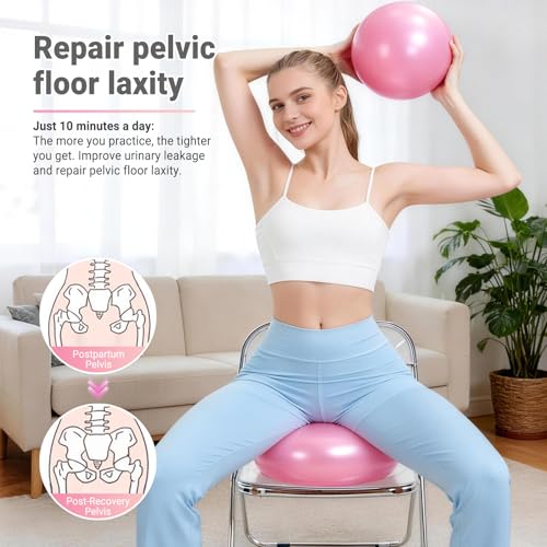 Small Exercise Ball 9 Inch Mini Pilates Yoga Ball for Yoga, Fitness, Balance, Core Workout, Physical Therapy, Pilates Ball with Inflation Straw