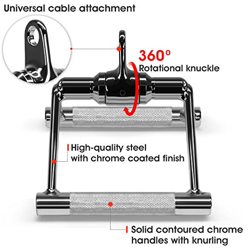 Yes4All Cable Machine Attachment, Double D Handle & Tricep Rope Cable Attachment, Weight Machine Accessories Load 880 LB for Home Gym - color: F. Double Row Rotate Chrome