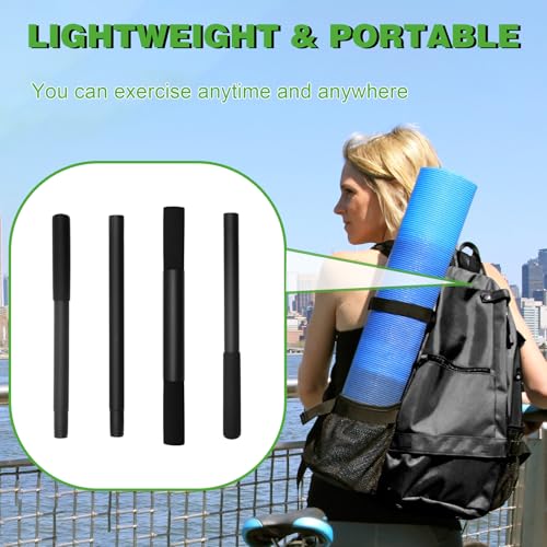Yoga Stick for Stretching, 58 Inch Flexibility Training Bar with Neck Pad and Adjustable Foam Grips – Metal Exercise Stick for Physical Therapy, Mobility, and Balance