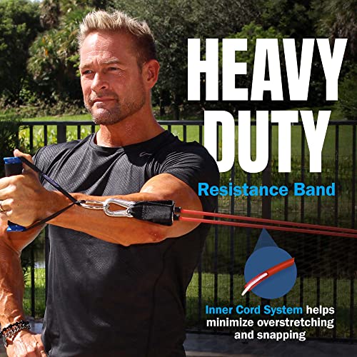 Bodylastics Patented Basic Series Resistance Band Set - Resistance Bands with Snap Reduction Tech, 2 Handles, 2 Ankle Straps, 1 Door Anchor & 1 Carry Bag - color: PRO 3-190 LBS Set Assorted