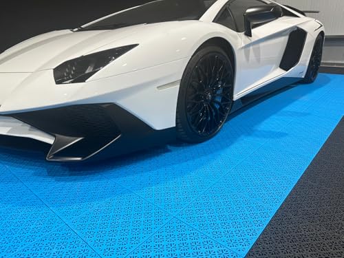 TRAX FLOOR Elegante Garage and Sport Court Tiles, 12" Interlocking Grid, 50-Pack, Covers 50 sq ft, Slip-Resistant, Self-Draining Polypropylene Modular Flooring (Orange) - color: Orange