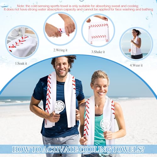 Woanger 24 Pcs Baseball Cooling Towels and Fans Sets Mini Handheld Fans Bulk 3 Speeds USB Lash Towel for Sporting Baseball Gifts for Team Games Party Favor - style: Baseball