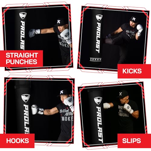 Heavy Punching Kicking Bag for Adults, Boxing, MMA, Martial Arts, Muay Thai, Strength Training Equipment, Filled/Unfilled, 6ft, 150 lbs, Special Edition Logo - color: Black /Black, size: Unfilled