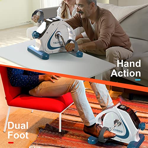 Under Desk Bike Pedal Exerciser Portable Mini Home Exercise Bike with 5LBS Flywheel Sitting Peddler Exerciser for Seniors Legs and Arms Trainer Physical Therapy Equipment Fitness Exercise Bicycle - style: white