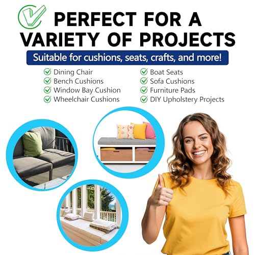 ColourTree Custom High-Density Foam (3'' Thickness), Firm-to-Medium for Dog Beds, Bench Cushions, Porch Swing Pads & Massage Tables - size: 3 Inch Thick