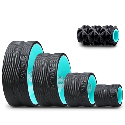 5 Pack Back Roller- Yoga Wheel for Back Pain Reliefn & Stretching, Back Wheel for Deep Tissue Massage, Foam Roller for Physical Therapy & Exercise | Blue - color: Blue and Black