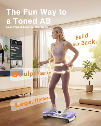 Waist Twister Machine Exercise, 326 lbs Ab Twister Board for Exercise, Home Gym, Balance Training & Fat Burning, Noiseless Workout Equipment for Women & Men - Twist Exercise Machine - color: Purple
