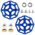 2 Pack Outdoor Faucet Handle Replacement, 7mm x 7mm Square Stem Hole Water Spigot Handle Replacement, Cast Iron Round Wheel Outside Faucet Handles with Screws Spacer (Blue) - color: Blue, size: 7mm x 7mm (2pcs)