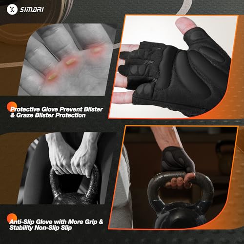 SIMARI Breathable Workout Gloves for Men and Women, Padded Weight Lifting Gloves with Great Grip, Full Palm Protection for Gym Training, Cycling, Weightlifting, Exercise, Crossfit, Climbing - color: 1a-Iron Black, size: Large