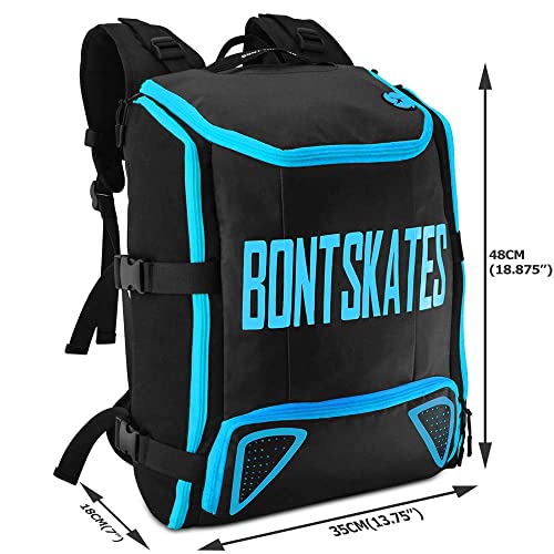 Bont Skates - Multi Sport Skate Backpack Travel Bag - Inline Ice Quad Speed Skating - color: Black Gamma blue