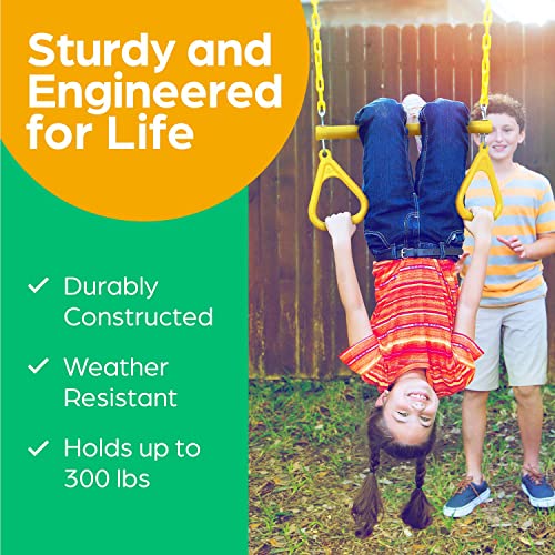 Jungle Gym Kingdom Swing Sets for Backyard, Monkey Bars & Swingset Accessories - Set Includes 18" Trapeze Swing Bar & 48" Heavy Duty Chain with Locking Carabiners - Outdoor Play Equipment (Yellow) - color: Yellow