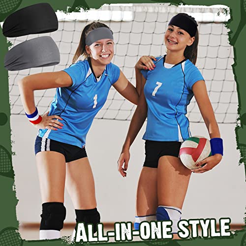 Deekin 6 Pcs Sweatbands for Kids Soccer Headbands Boys for Sports Breathable Sweat Wicking Headband for Kids Athletic Baseball Football Youth 5-15 Years Old - color: Black, Gray