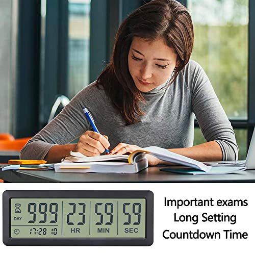 Digital Countdown Days Timer - Black Upgraded Big 999 Days Count Down Clock with Stand Strong Magnetic Back for Vacation Retirement Wedding Holiday - style: M220 Black Countdown Timer