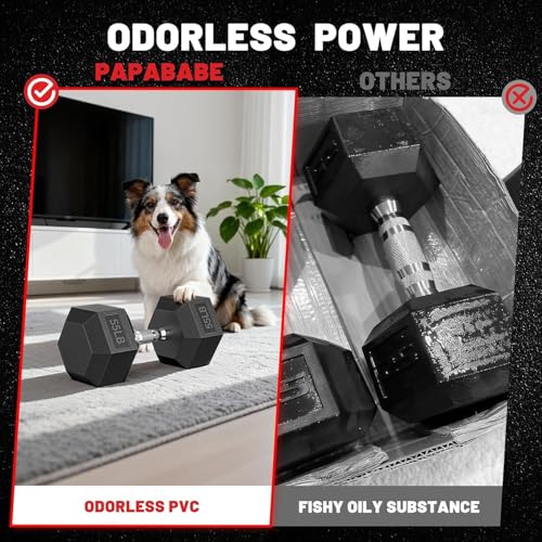 PAPABABE Dumbbell Set with Rack, 540-850lb, Rubber Encased, Home Gym | Complete & Durable Cast Iron Core Odorless PVC Antiroll Hex Shape Ergonomic Chrome Handle Versatile Home Gym - size: 720LB with 3-Tier Weight Rack