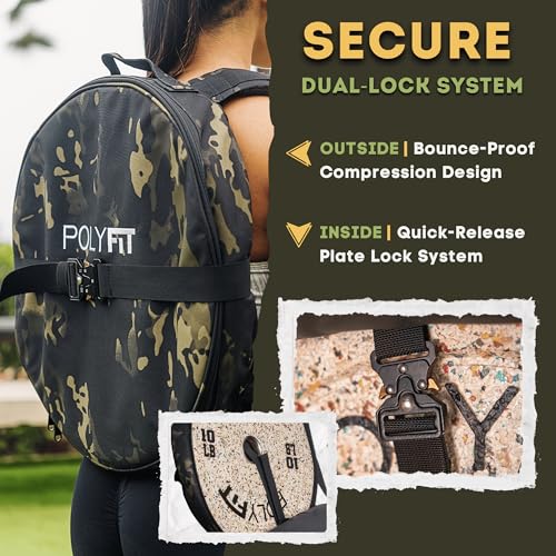 Polyfit PL8 Backpack for Olympic Weight Plates - Weighted Backpack for Strength Training, Rucking, and Gym Workouts - BLACK - color: Black