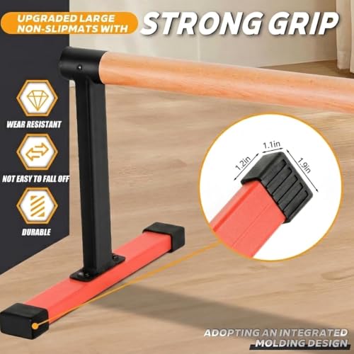 Wooden Parallel Bars 20" Length 12" Height,Dip Bar with Thick Beech Handles, Push-up stands for Handstand, L-Sit, Gymnastics, Strength Training Home Gym,Anti-slip Mats, Easy to Install,700lbs - color: Red