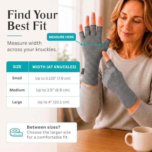 Vive Arthritis Gloves - Men, Women Rheumatoid Compression Hand Glove | Osteoarthritis- Arthritic Joint Pain Relief - Carpal Tunnel Wrist Support - Open Finger, Fingerless Thumb for Computer Typing - color: Grey, size: X-Small