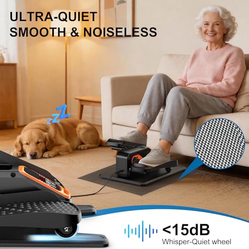 VIVURN-018 Under Desk Elliptical 12 Speed 5 Modes Mini Motorized Leg Exerciser While Sitting for Seniors As Seen on TV with Non-Slip Mat Quiet & Portable Electric Pedal Exerciser for Home and Office - color: Orange