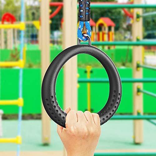 Dolibest 2 Pack of Ninja Gymnastic Rings,Monkey Ring Outdoor Backyard Ninja Accessories Set,Swing Bar Rings Obstacle Course for Training Equipment for Teens,1000LB Capacity - color: 2pack Black Fitness Ring With 11.5"rope