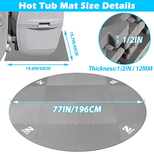 Hot Tub Mat for Inflatable Tub, 77IN Hot Tub Pad Foundation, Upgraded Thickened Eva Foam Padding for Outdoor Hot Tubs | Interlocking Patio Tiles Outdoor (1/2" Thickness) - size: EVA-round1.2