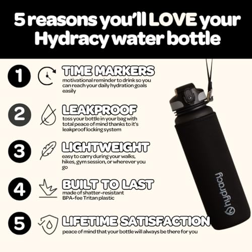 Hydracy Motivational Water Bottle with Time Marker & Fruit Infuser 17 oz | BPA-Free Tritan, Leakproof Flip-Top Lid,No-Sweat Sleeve,Carry Strap,Daily Intake Tracking for Gym,Sports,Outdoors - color: Space Grey, size: 17 Ounces
