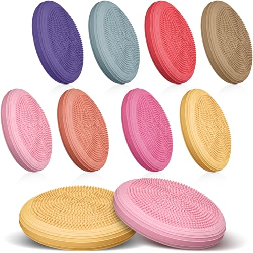 Libima 8 Pcs Wiggle Seat Inflated Wobble Cushion Sensory Seat Flexible Balance Board Balance Disc for Kids Men Women Physical Exercise Improving Posture Home Office Classroom - color: Multiple Color