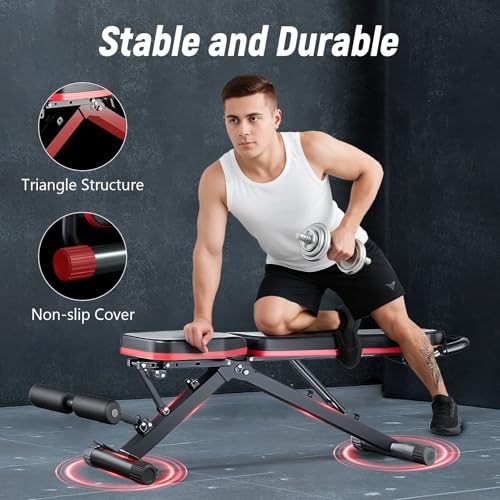 ALSO GO Adjustable Weight Bench, Workout Benches with Leg Extension, Foldable Incline Decline Bench Press, Roman Chair, Full Body Strength Training Equipment for Home Gym - color: Classic Black