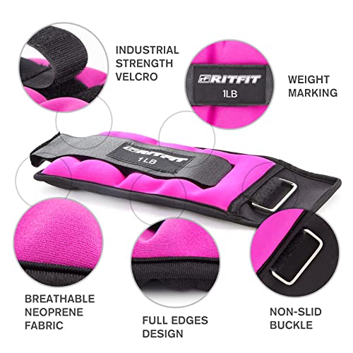 RitFit Ankle Weights - A Pair of 2/3/4/6/8/10 LBS, Wrist Weights with Adjustable Straps for Women & Men, Leg Weights for Walking, Running, Yoga, Gym, Workout, Physical Therapy - size: 2 lb Pair (1 lb Each)