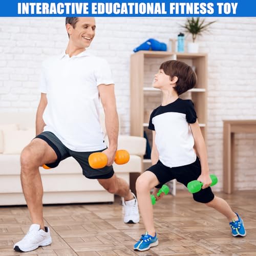 Kids Exercise Weight Set, Barbell and Dumbbell Workout Equipment, Toddler Beginner Gym Toy for Pretend Play Lifting Exercise & Fitness, Adjustable Fill with Sand or Water - size: 5-In-1