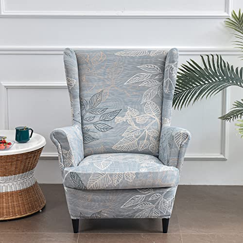 NILUOH Wingback Chair Slipcover 2-Piece Stretch Wingback Chair Sofa Slipcover Armchair Cover Printed Furniture Protector Couch Soft with Elastic Bottom for Living Room, 12 - color: 12