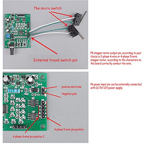 Acxico 1Pcs 2Phase/4Phase Mini Stepper Motor Driver Board Speed Controller DIY DC 5V~12V