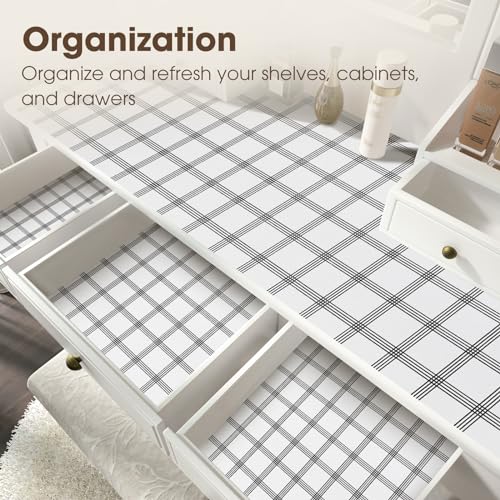 Drawer and Shelf Liner, Non-Slip Kitchen Cabinet Liners Non-Adhesive Thick Strong Grip Waterproof Washable Mats Protect Dresser Shelves Cupboard Bathroom Cabinets, White Stripes, 10 in X 20 FT - color: White Stripes, size: 10"W x 236"L