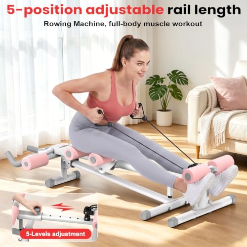 RELIFE REBUILD YOUR LIFE AB Workout Machine Adjustable Ab Trainer Machine Foldable Ab Cruncher Strength Training Equipment for Home Gym, Full Body Workout Equipment 440 LBS - color: Pink-1