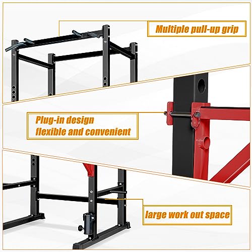Bongkim Power Rack, Rack Cage for Weight Training, Adjustable Squat Stand Rack for Home Gym Equipment, Lifting Cage with 660lb Capacity - color: Black